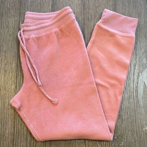 Final Price! SO Pink Fuzzy Super Soft Joggers Elastic Waist & Drawstring Sz Lg